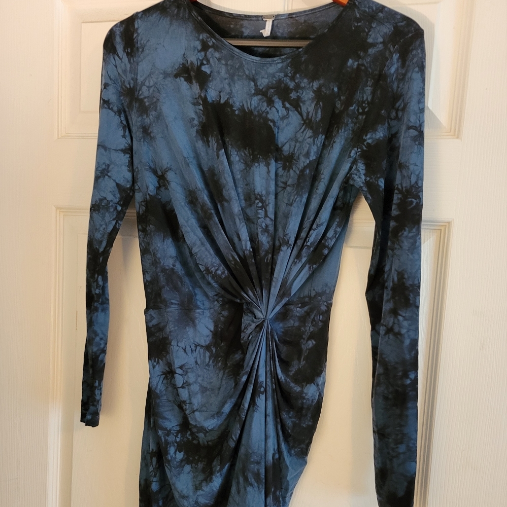 Young & Fabulous Maisie Draped Tie-Dye Dress Size Xtra Small Blue/Black